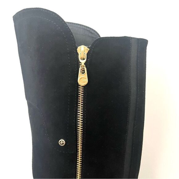G by Guess Harson 5 Wide Calf Faux Suede Black Knee High Zip Up Boots Black 7.5 - Picture 4 of 13